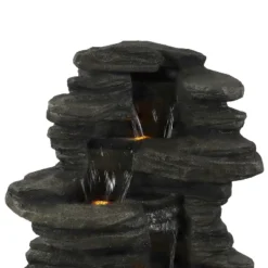 Sunnydaze Decor Sunnydaze 38"H Electric Polyresin And Fiberglass Stacked Shale Waterfall Outdoor Water Fountain With LED Lights -Sunnydaze Decor GUEST 48745aad b49c 4355 bcc1 675421f4b10e
