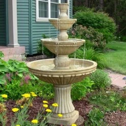 Sunnydaze Decor Sunnydaze 55"H Electric Polystone Classic Style 3-Tier Designer Outdoor Water Fountain