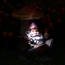 Sunnydaze Decor Sunnydaze Bernard The Bookworm Resin Indoor/Outdoor Garden Gnome With Mushroom And Solar Light - 16" H -Sunnydaze Decor GUEST 4904017a 26ad 4a08 8c8f 31464e58d749