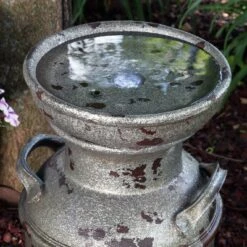 Sunnydaze Decor Sunnydaze 20"H Electric Polystone Farmhouse Vintage Milk Can Birdbath Outdoor Water Fountain With LED Lights -Sunnydaze Decor GUEST 4a08ac75 9a8d 4ae9 a085 93a65a356237