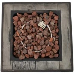 Sunnydaze Decor Sunnydaze Outdoor Smokeless Cast Stone Propane Gas Fire Pit Table With Weathered Wood Look - 24" Square X 25" H -Sunnydaze Decor GUEST 4c8a75b5 6c7f 4013 84c2 62592c472b6b