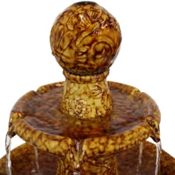 Sunnydaze Decor Sunnydaze 43"H Electric Ceramic 3-Tier Floral Motif Outdoor Water Fountain With LED Lights -Sunnydaze Decor GUEST 4cb3cb14 dad6 47f3 b82c e061f336d325
