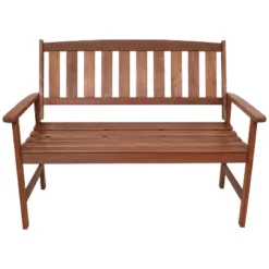 Sunnydaze Decor Sunnydaze Outdoor Meranti Wood With Teak Oil Finish Modern Rustic Wooden 2-Person Bench Seat - Brown -Sunnydaze Decor GUEST 4ea7d5f0 9b19 49b5 ae0f c5d9e6340ed9