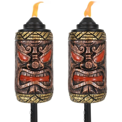 Sunnydaze Decor Sunnydaze Outdoor 3-in-1 Adjustable Height Tiki Face Patio And Lawn Torch Light Set 10 Sunnydaze Decor Sunnydaze Outdoor 3-in-1 Adjustable Height Tiki Face Patio And Lawn Torch Light Set - Image 10