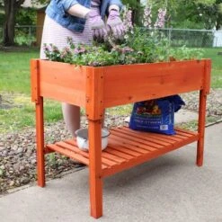 Sunnydaze Decor Sunnydaze Outdoor Raised Wooden Garden Bed With Lower Shelf For Plant Flowers, Herbs, Green Plants, And Vegetables - 42" -Sunnydaze Decor GUEST 51cf0654 f6f6 4842 9814 bed4bd7544d5