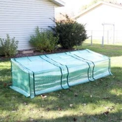 Sunnydaze Decor Sunnydaze Outdoor Portable Slanted Top Plant Shelter Mini Cloche Greenhouse With Zipper Doors - Green -Sunnydaze Decor GUEST 51e36669 ae34 4799 90b9 f710c658d18b