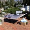 Sunnydaze Decor Sunnydaze Outdoor 2-Person Double Polyester Quilted Hammock With Wood Spreader Bar And 12ft Black Steel Stand