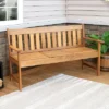 Sunnydaze Decor Sunnydaze Outdoor Meranti Wood With Teak Oil Finish 2-Person Bench Seat With Pop-Up Table - 60" - Brown