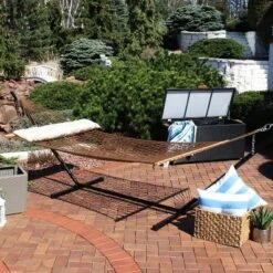 Sunnydaze Decor Sunnydaze Double Wide 2-Person Polyester Rope Hammock With Spreader Bars - 400-Pound Weight Capacity