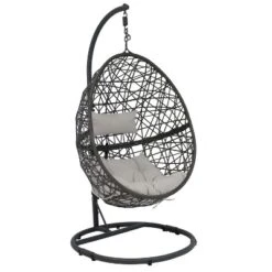 Sunnydaze Decor Sunnydaze Outdoor Resin Wicker Patio Caroline Lounge Hanging Basket Egg Chair Swing With Cushions And Steel Stand Set- 3pc -Sunnydaze Decor GUEST 57ec6bab 8f5b 4d94 8db7 cdb63cd6a3e1