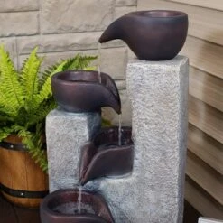 Sunnydaze Decor Sunnydaze Outdoor Polyresin Solar Powered Aged Tiered Vessels Water Fountain With Battery Backup - 29" -Sunnydaze Decor GUEST 592f384f a78c 4fb9 b797 25b2251a63a2