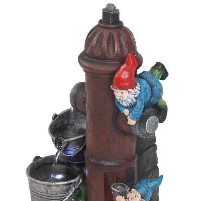 Sunnydaze Decor Sunnydaze 16"H Electric Polyresin Gnomes Climbing Fire Hydrant Outdoor Water Fountain With LED Light 3 Sunnydaze Decor Sunnydaze 16"H Electric Polyresin Gnomes Climbing Fire Hydrant Outdoor Water Fountain With LED Light - Image 3