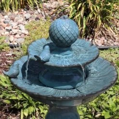 Sunnydaze Decor Sunnydaze 27"H Electric Green Ceramic 2-Tier Resting Birds Outdoor Water Fountain -Sunnydaze Decor GUEST 5aeb5b72 5f7d 4625 b99e 96de035f4c5a