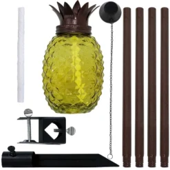 Sunnydaze Decor Sunnydaze Outdoor Adjustable Height 3-in-1 Glass Tropical Pineapple Torches With Connected Snuffs And Metal Poles - 2pk -Sunnydaze Decor GUEST 5e718cc3 1055 4a62 b241 c10ae7390002