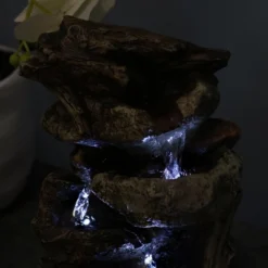 Sunnydaze Decor Sunnydaze Indoor Home Decorative Tiered Rock And Log Waterfall Tabletop Water Fountain With LED Lights - 10" -Sunnydaze Decor GUEST 5e9d5538 a9c3 49cd b5e5 1db02c8071a2