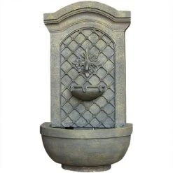 Sunnydaze Decor Sunnydaze 31"H Solar-Powered Polystone Rosette Leaf Outdoor Wall-Mount Fountain -Sunnydaze Decor GUEST 5f671b39 f330 45b5 a46f 7b01513d0ae5