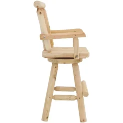 Sunnydaze Decor Sunnydaze Unfinished Fir Wood Log Cabin Style Rustic Swivel Bar Stool -Sunnydaze Decor GUEST 601d01d0 f823 415d b957 7e3c1237ccce