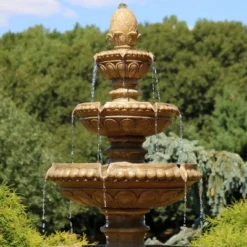 Sunnydaze Decor Sunnydaze 65"H Electric Resin And Concrete 4-Tier Eggshell Edge Outdoor Water Fountain With LED Lights -Sunnydaze Decor GUEST 610243a1 593f 4c86 a18c a0c9b4ab1b2c