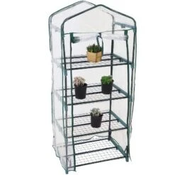 Sunnydaze Decor Sunnydaze Outdoor Portable Growing Rack 4-Tier Greenhouse With Roll-Up Door - 4 Shelves - Clear -Sunnydaze Decor GUEST 62115229 105d 488e a5f4 12ead8baabad