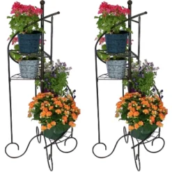Sunnydaze Decor Sunnydaze Indoor/Outdoor Iron Metal 4-Tiered Potted Flower Plant Stand With Spiral Staircase Design - 56" - Black - 2pk -Sunnydaze Decor GUEST 626cfb0b 843e 4488 ab07 ad73e3ee137a