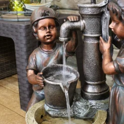 Sunnydaze Decor Sunnydaze 24"H Electric Polyresin Jack And Jill At Farmhouse Pump And Well Outdoor Water Fountain -Sunnydaze Decor GUEST 6425cdbe 5d7a 44ee 9040 98ab540ad3c0