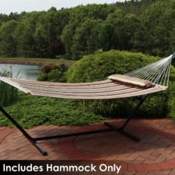 Sunnydaze Decor Sunnydaze Large Two-Person Quilted Fabric Hammock With Spreader Bars And Detachable Pillow - 450 Lb Weight Capacity - Sandy Beach