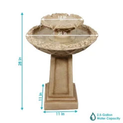 Sunnydaze Decor Sunnydaze 28"H Electric Polyresin 2-Tier Beveled Flower Outdoor Bird Bath Water Fountain -Sunnydaze Decor GUEST 65f0e249 528b 4bd9 ae9e d6dafcf2e9d4