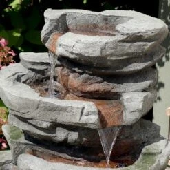 Sunnydaze Decor Sunnydaze 31"H Electric Polyresin And Fiberglass Lighted Cobblestone Waterfall Outdoor Water Fountain With LED Lights -Sunnydaze Decor GUEST 6645a85d ab83 434c 9416 733ae30416cd