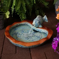 Sunnydaze Decor Sunnydaze 7"H Electric Green Glazed Ceramic Fish Outdoor Water Fountain