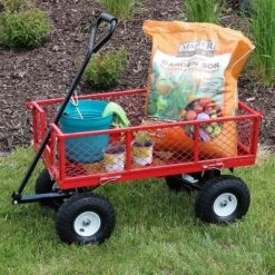 Sunnydaze Decor Sunnydaze Outdoor Lawn And Garden Heavy-Duty Durable Steel Mesh Utility Wagon Cart With Removable Sides