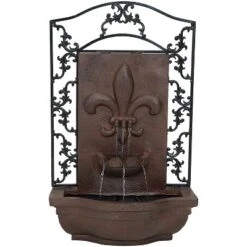 Sunnydaze Decor Sunnydaze 33"H Electric Polystone French Lily Design Outdoor Wall-Mount Water Fountain -Sunnydaze Decor GUEST 6b9d185d 342f 4f5d b43a d69b30988cd9