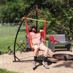 Sunnydaze Decor Sunnydaze Double Cushion Hanging Rope Hammock Chair Swing With X-Stand For Backyard Or Patio - 250 Lb Weight Capacity -Sunnydaze Decor GUEST 6d3de95c b56d 4c27 9aca c05cae07b4b0