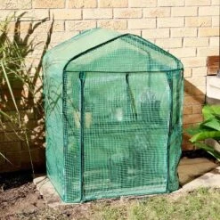 Sunnydaze Decor Sunnydaze Outdoor Portable Growing Rack 2-Tier Greenhouse With Roll-Up Door - 2 Shelves - Green -Sunnydaze Decor GUEST 6d3f4672 5491 4e2a 8dca 15d5182a664a