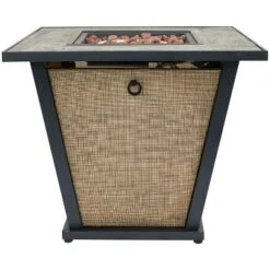 Sunnydaze Decor Sunnydaze Reykir Modern Smokeless Metal Outdoor Fire Pit With Tile Tabletop And Rafa Fabric Sides - 24" H -Sunnydaze Decor GUEST 6d671fb9 1207 40d4 a0e9 7a4c66cd0a46