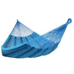 Sunnydaze Decor Sunnydaze XXL Thick Cord Family Size Hand-Woven Portable Mayan Hammock With Steel Stand - 400 Lb Weight Capacity/15' Stand - Blue -Sunnydaze Decor GUEST 6d93f026 d75b 4243 a940 65d2e4e63d8e