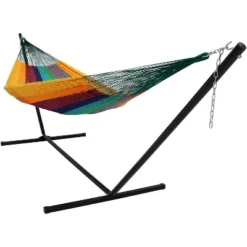 Sunnydaze Decor Sunnydaze Mayan Family Hammock Hand-Woven XXL Thick Cord With Stand - 400 Lb Weight Capacity/15' Stand -Sunnydaze Decor GUEST 6ebc9a46 40db 46ca 8855 fa1723f1b2db