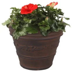Sunnydaze Decor Sunnydaze Indoor/Outdoor Patio, Garden, Or Porch Weather-Resistant Double-Walled Laurel Flower Pot Planter - 13" - Rust Finish -Sunnydaze Decor GUEST 717640af 1222 413f ba49 6f279dfde2a3