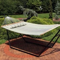 Sunnydaze Decor Sunnydaze 2-Person Quilted Printed Fabric Spreader Bar Hammock/Pillow With S Hooks And Hanging Chains - 450 Lb Weight Capacity