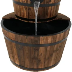 Sunnydaze Decor Sunnydaze 34"H Electric Fir Wood 2-Tier Farmhouse Barrel With Metal Decorative Hand Pump Outdoor Water Fountain -Sunnydaze Decor GUEST 7522833c ebf8 48a2 b104 36597e77749c