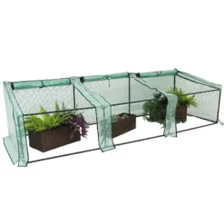 Sunnydaze Decor Sunnydaze Outdoor Portable Slanted Top Plant Shelter Mini Cloche Greenhouse With Zipper Doors - Green -Sunnydaze Decor GUEST 75d21ab5 4ebf 45bd b481 4286d01f8161