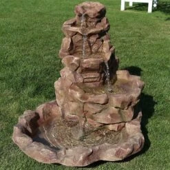 Sunnydaze Decor Sunnydaze 41"H Electric Fiberglass Stone Springs Outdoor Water Fountain With LED Lights