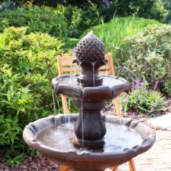 Sunnydaze Decor Sunnydaze 46" H Outdoor 2-Tier Pineapple Solar Water Fountain With Battery Backup -Sunnydaze Decor GUEST 7803ebde d513 4f82 a7c4 df70e7d1ae84