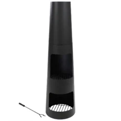 Sunnydaze Decor Sunnydaze Outdoor Backyard Heavy-Duty Steel Modern Wood-Burning Fire Pit Chiminea With Built-In Log Storage - 49" - Black -Sunnydaze Decor GUEST 78ab807b fde6 4638 8a29 e9f4f90d1f3d