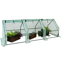 Sunnydaze Decor Sunnydaze Outdoor Portable Slanted Top Plant Shelter Mini Cloche Greenhouse With Zipper Doors - 36" - Green -Sunnydaze Decor GUEST 79745697 0c6e 4ba1 961d 686c849420ca