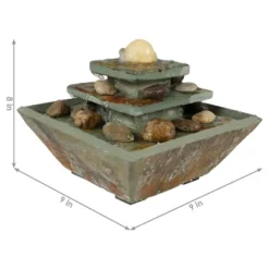 Sunnydaze Decor Sunnydaze Indoor Home Office Slate And Polished Stone Ball Tiered Tabletop Water Fountain With LED Light - 8" -Sunnydaze Decor GUEST 79b3a946 fbc0 4fcd 948c 6b221d744240