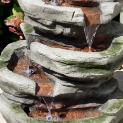 Sunnydaze Decor Sunnydaze 31"H Electric Polyresin And Fiberglass Lighted Cobblestone Waterfall Outdoor Water Fountain With LED Lights -Sunnydaze Decor GUEST 7e8212ed 9f2c 41a9 ab29 9ead6edb8863