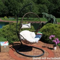 Sunnydaze Decor Sunnydaze Outdoor Resin Wicker Patio Danielle Hanging Basket Egg Chair Swing With Cushion And Headrest - 2pc -Sunnydaze Decor GUEST 81084abd ddf4 4565 88b7 3d5547c06d1c