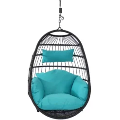 Sunnydaze Decor Sunnydaze Outdoor Resin Wicker Patio Penelope Hanging Basket Egg Chair Swing With Cushions And Headrest - 2pc -Sunnydaze Decor GUEST 8154e004 3165 48c6 9af4 3873114da7a0