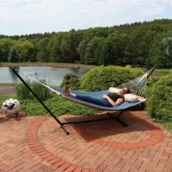 Sunnydaze Decor Sunnydaze Heavy-Duty 2-Person Quilted Designs Fabric Hammock With Spreader Bars And Detachable Pillow - 440 Lb Weight Capacity -Sunnydaze Decor GUEST 8161534f 5732 4b28 a704 3230ff9d10c4