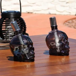 Sunnydaze Decor 11 Sunnydaze Decor Sunnydaze Grinning Skull Glass Tabletop Torches